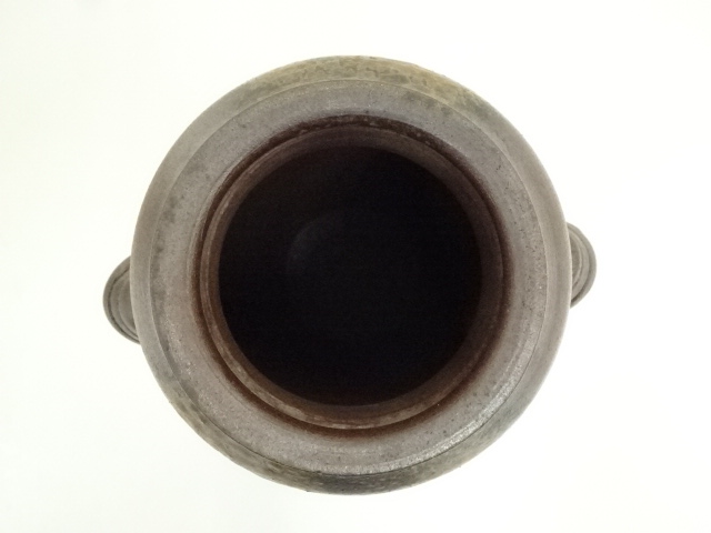  備前焼　唐桶報徳造　花入（共箱）